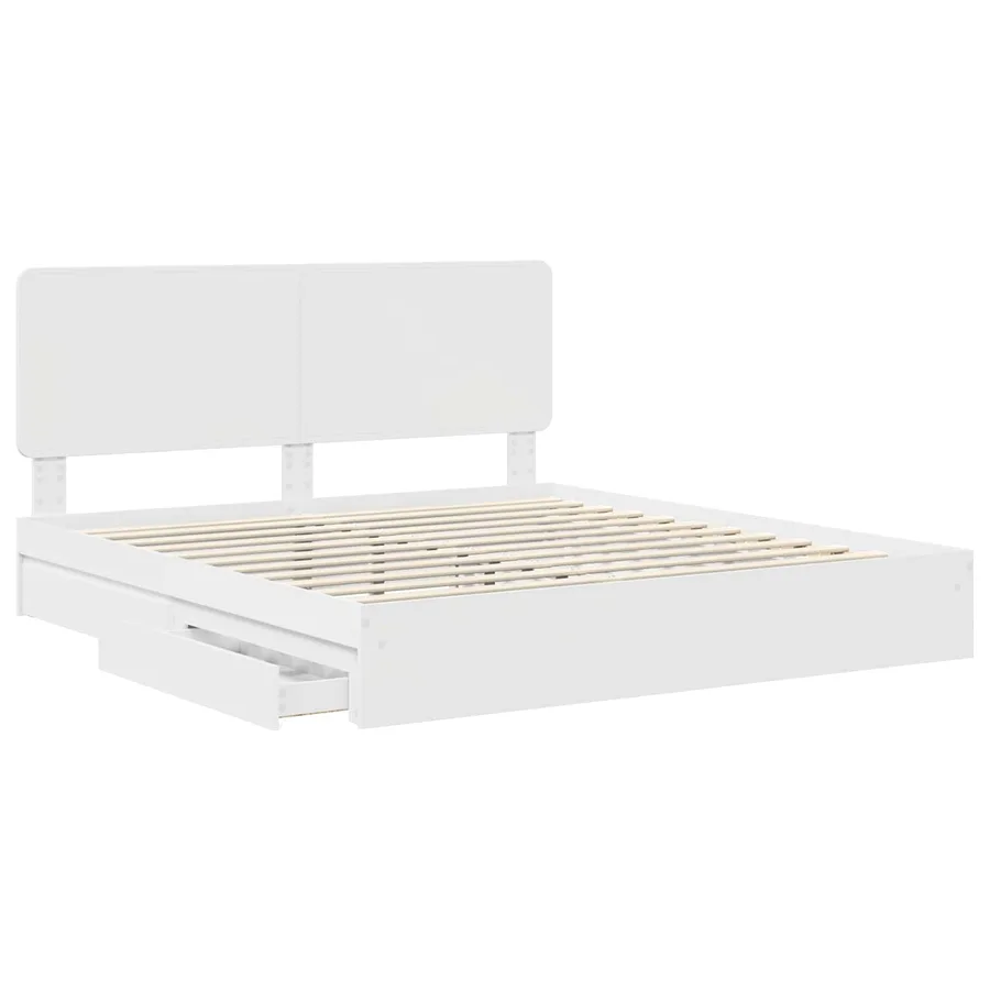 Lit de Rangement Blanc 180 x 200 cm Bois d'ingénierie - 5