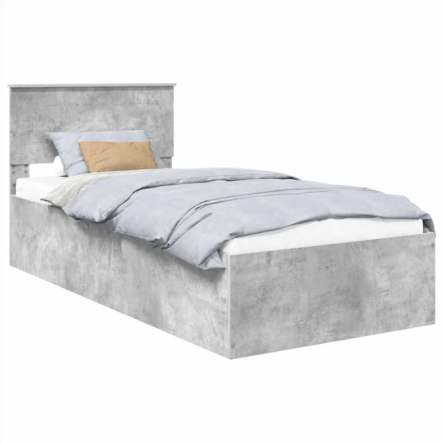 Cadre de lit Gris béton 75 x 190 cm Bois d'ingénierie - 2
