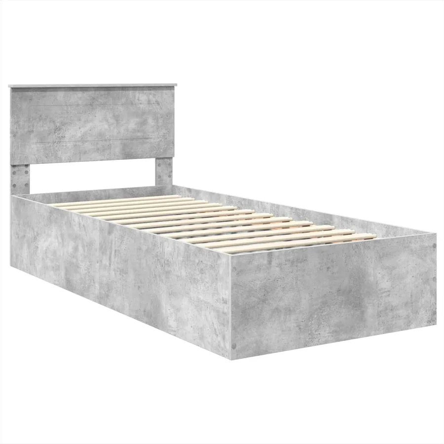 Cadre de lit Gris béton 75 x 190 cm Bois d'ingénierie - 4