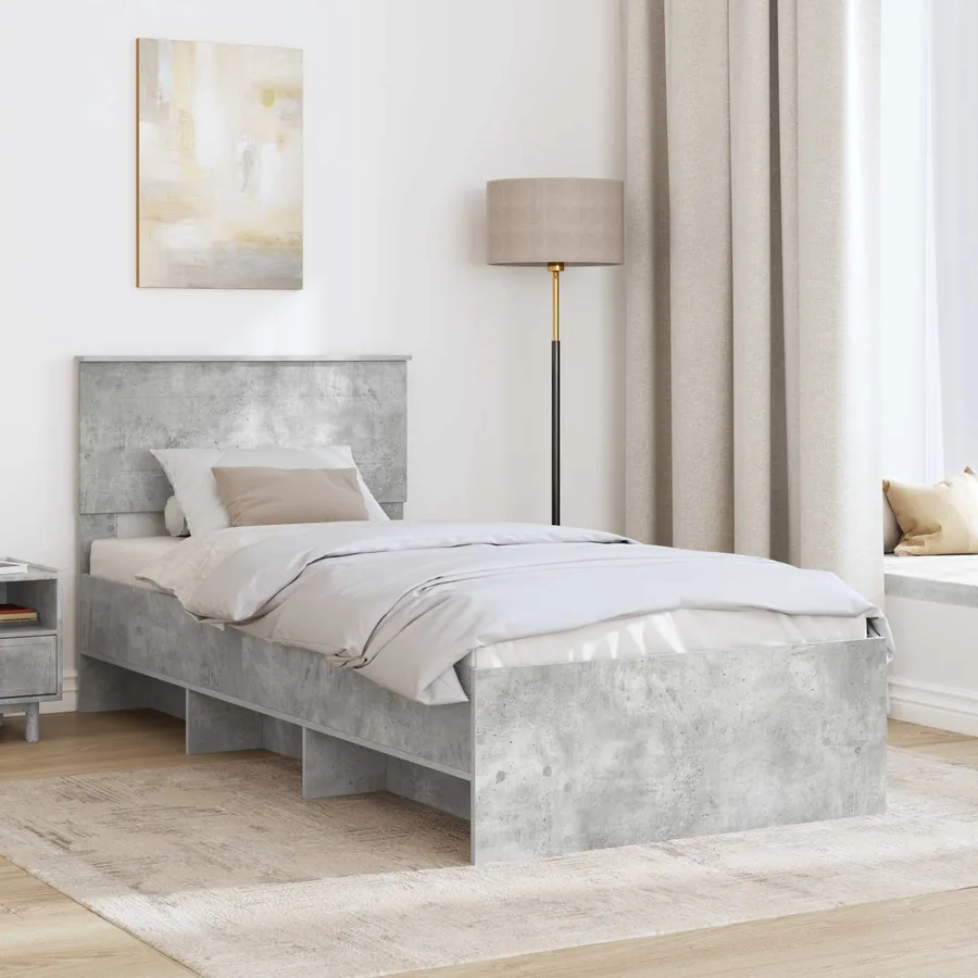 Cadre de lit Gris béton 80 x 200 cm Bois d'ingénierie - 3