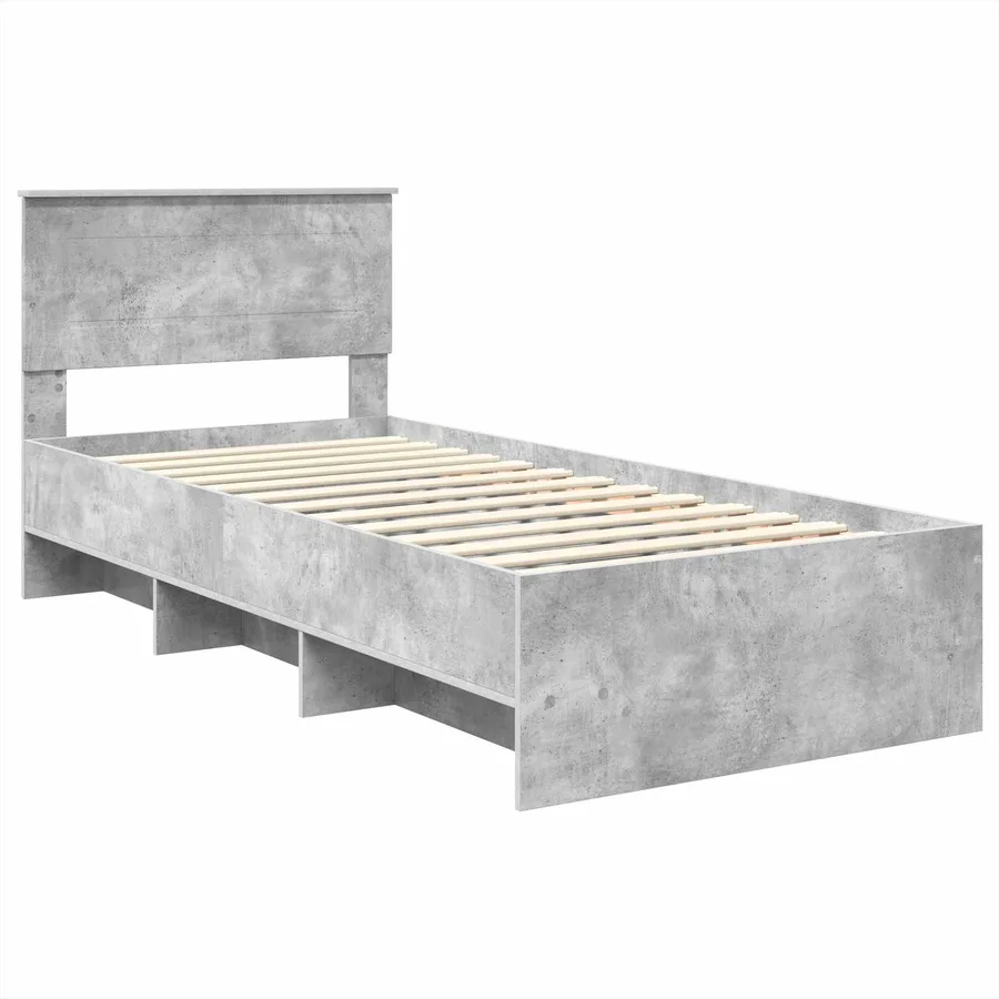 Cadre de lit Gris béton 80 x 200 cm Bois d'ingénierie - 4