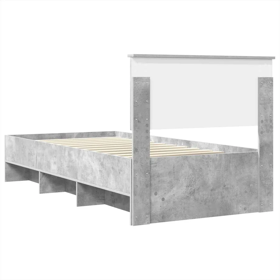 Cadre de lit Gris béton 80 x 200 cm Bois d'ingénierie - 9