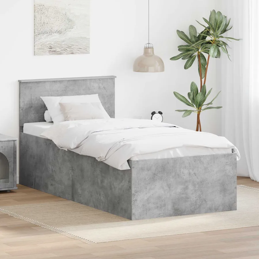 Cadre de lit Gris béton 75 x 190 cm Bois d'ingénierie