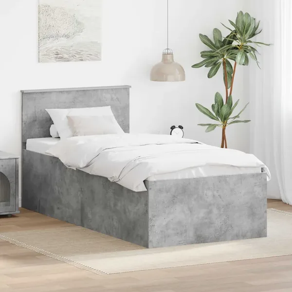 Cadre de lit Gris béton 75 x 190 cm Bois d'ingénierie