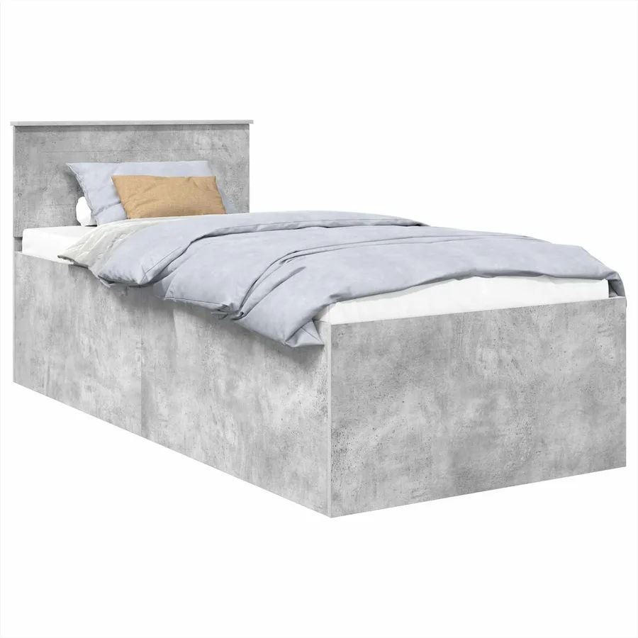 Cadre de lit Gris béton 75 x 190 cm Bois d'ingénierie - 2