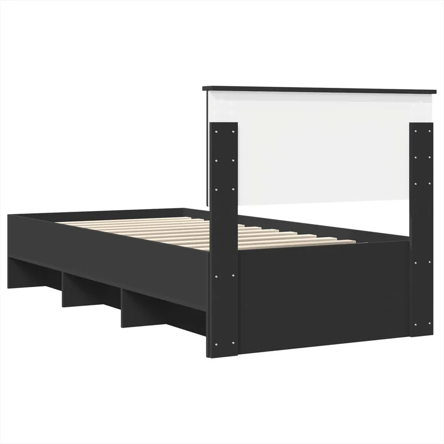 Cadre de lit Noir 80 x 200 cm Bois d'ingénierie - 9