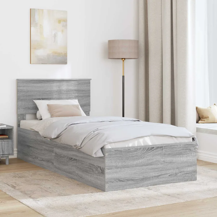 Cadre de lit Gris Sonoma 75 x 190 cm Bois d'ingénierie - 3
