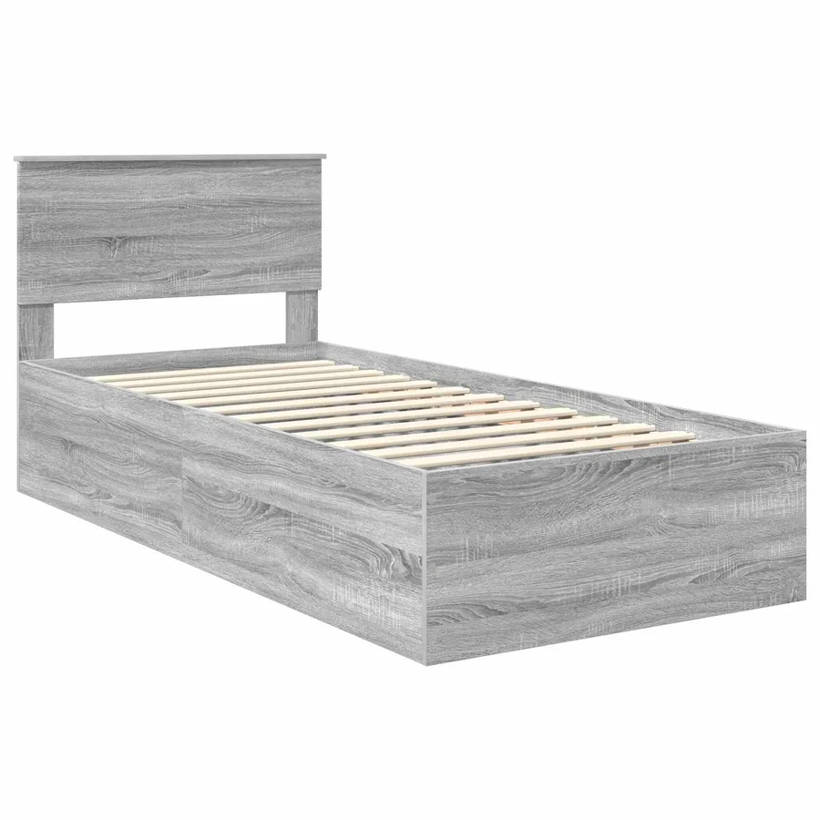 Cadre de lit Gris Sonoma 75 x 190 cm Bois d'ingénierie - 4