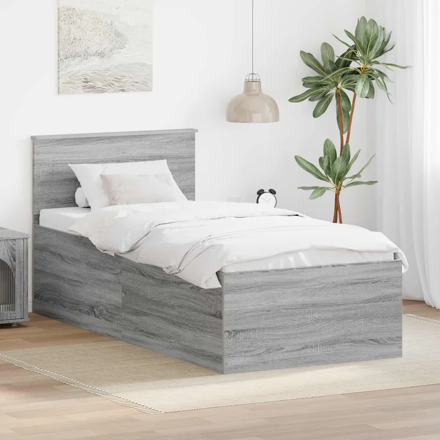 Cadre de lit Gris Sonoma 75 x 190 cm Bois d'ingénierie