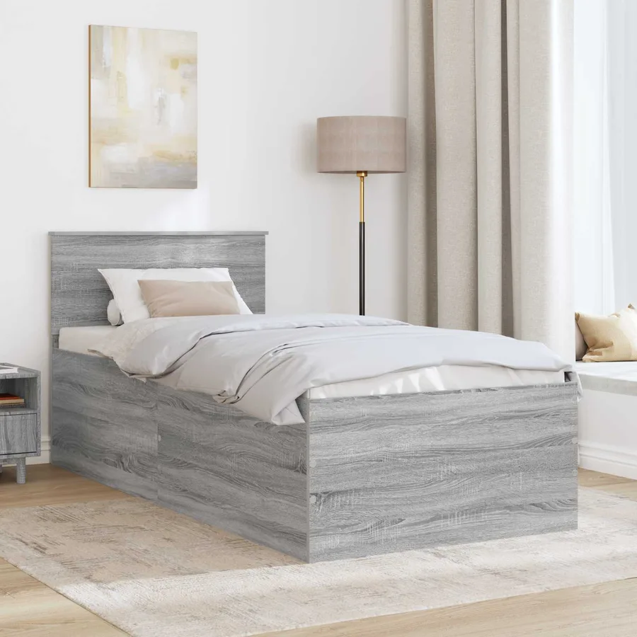 Cadre de lit Gris Sonoma 75 x 190 cm Bois d'ingénierie - 3