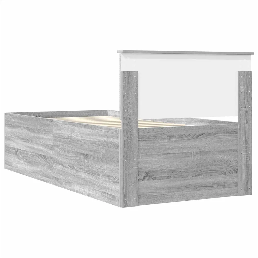 Cadre de lit Gris Sonoma 75 x 190 cm Bois d'ingénierie - 9