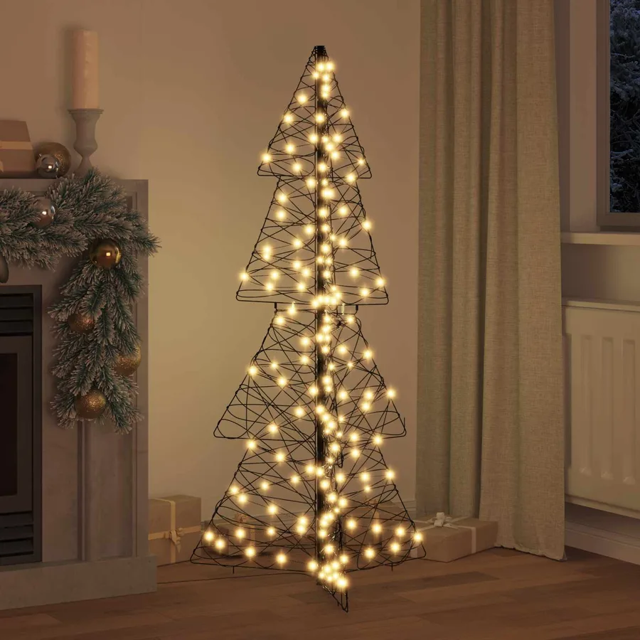 Sapin de Noël avec 160 LED Blanc chaud 150 cm Rotin - 3