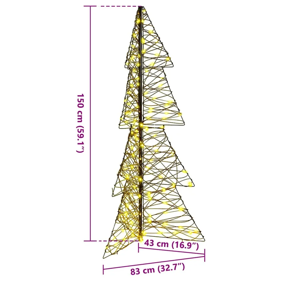 Sapin de Noël avec 160 LED Blanc chaud 150 cm Rotin - 8