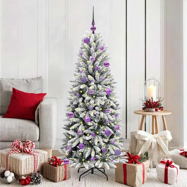Sapin de Noël artificiel avec 150 LED avec support Blanc 150 cm