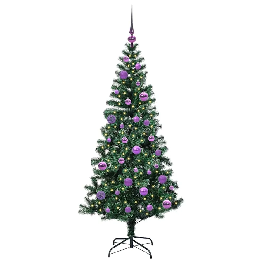 Sapin de Noël artificiel pré-éclairé Vert 150 cm PVC et métal - 3