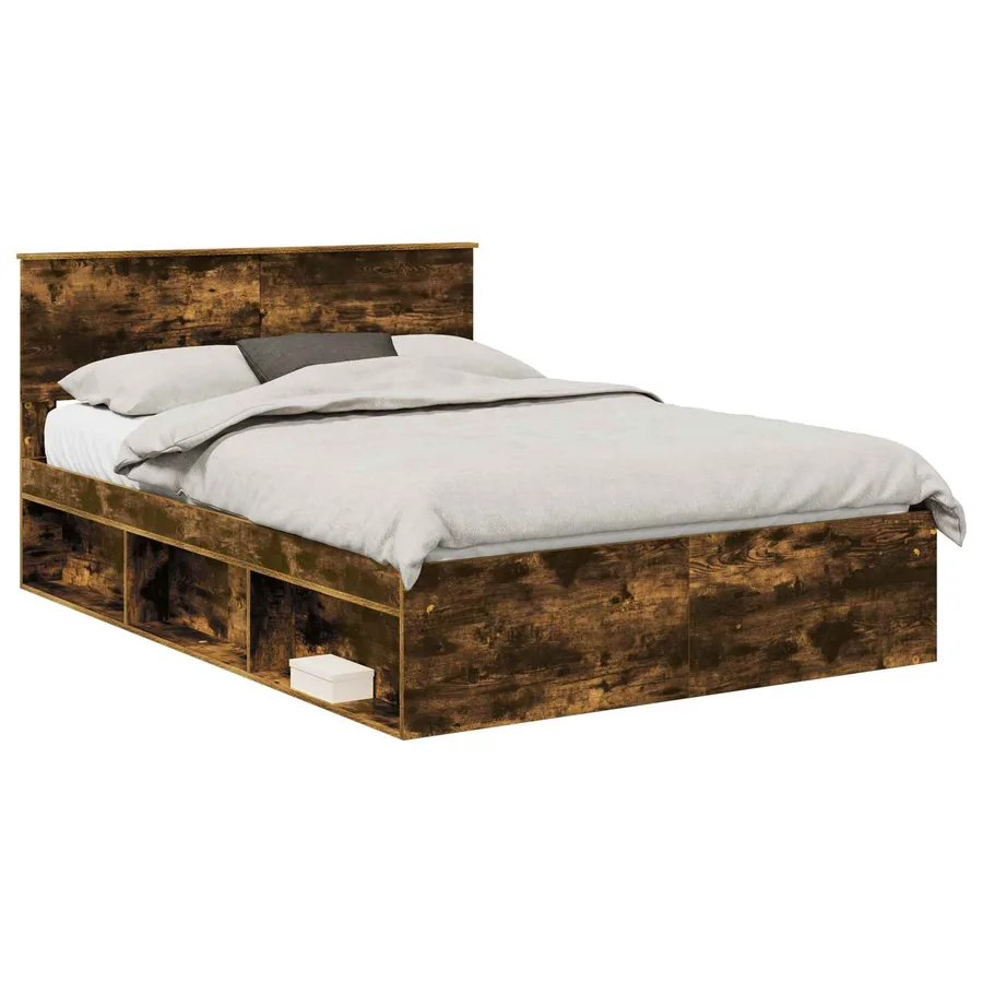 Cadre de lit Chêne fumé 140 x 190 cm Bois d'ingénierie - 2