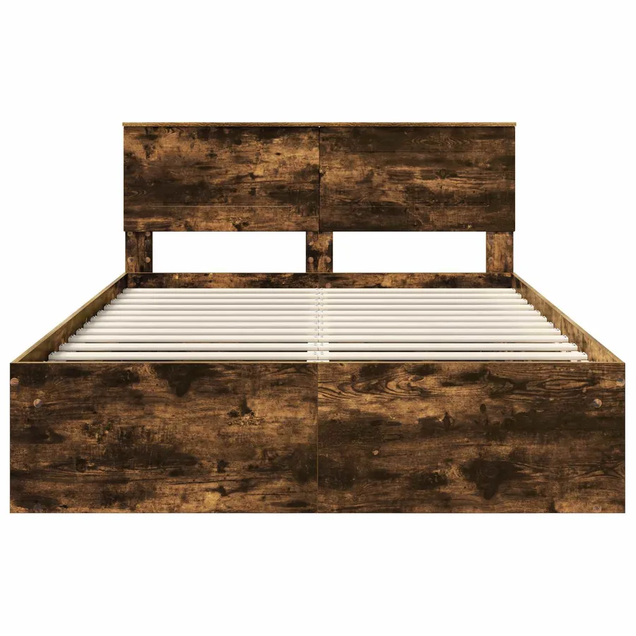 Cadre de lit Chêne fumé 140 x 190 cm Bois d'ingénierie - 7