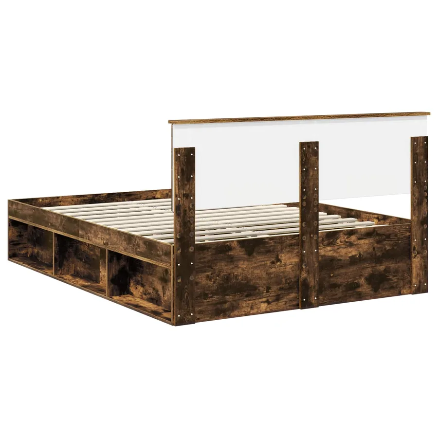 Cadre de lit Chêne fumé 140 x 190 cm Bois d'ingénierie - 9