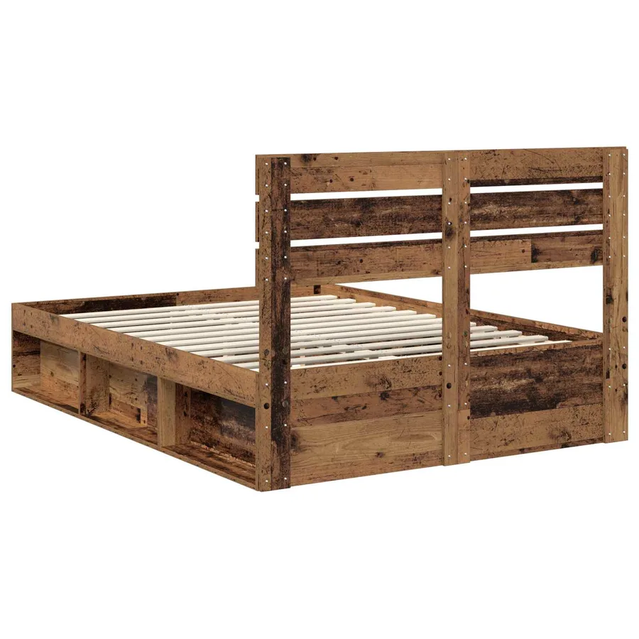 Cadre de lit Bois ancien 160 x 200 cm Pin massif - 9