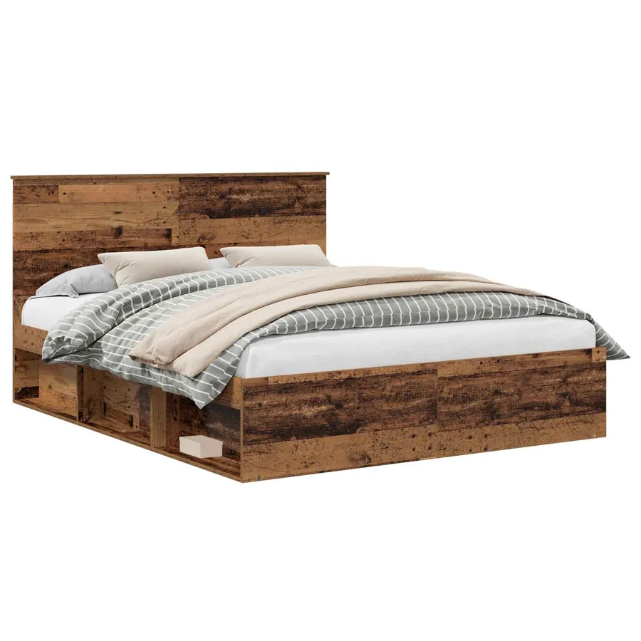 Cadre de lit Bois ancien 160 x 200 cm Bois de pin massif - 2