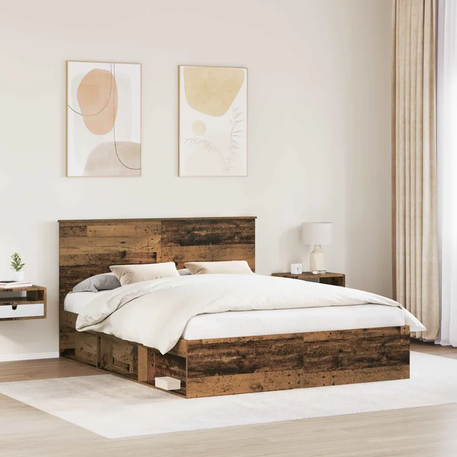 Cadre de lit Bois ancien 160 x 200 cm Bois de pin massif - 3