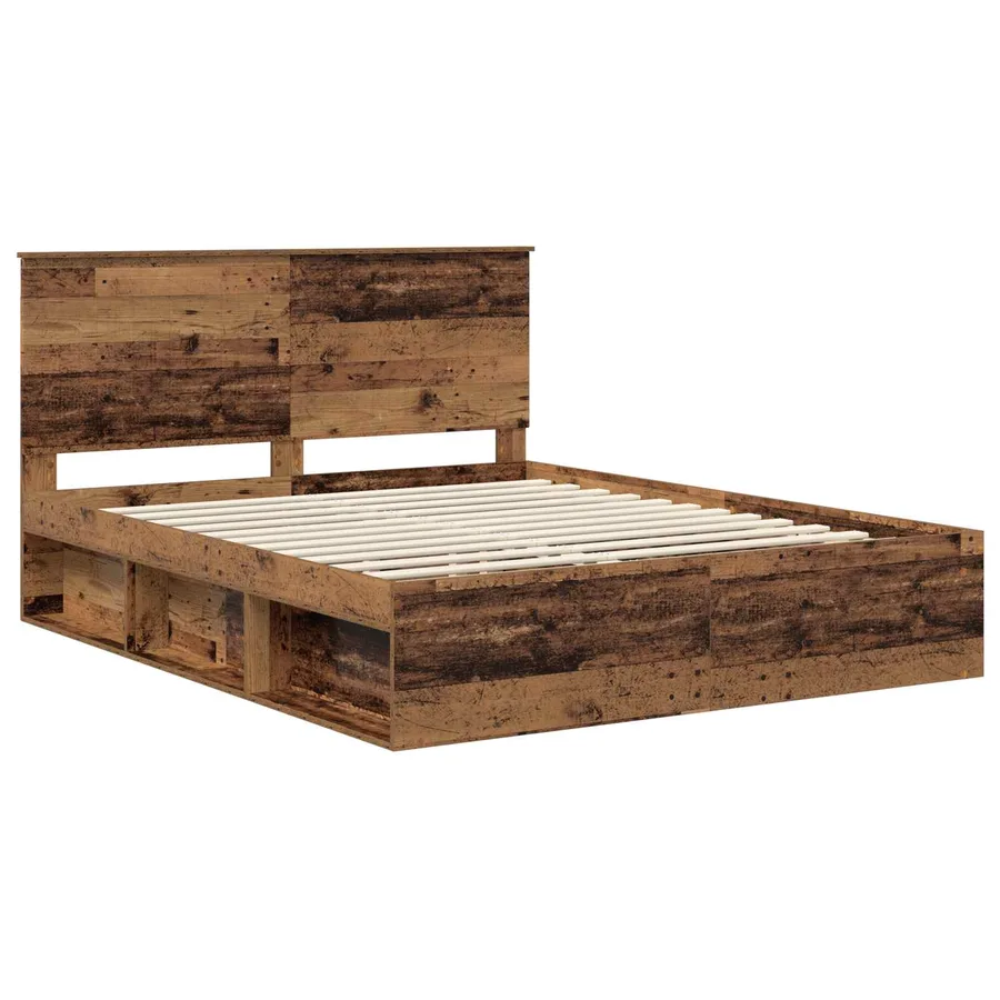 Cadre de lit Bois ancien 160 x 200 cm Bois de pin massif - 4