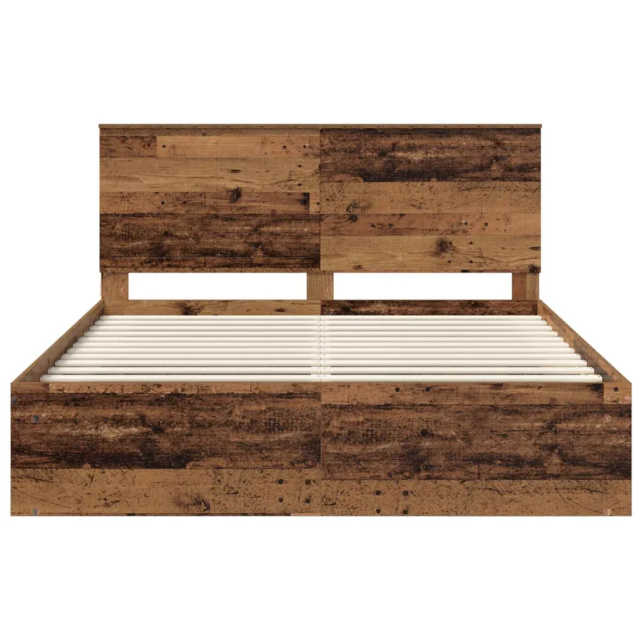 Cadre de lit Bois ancien 160 x 200 cm Bois de pin massif - 7
