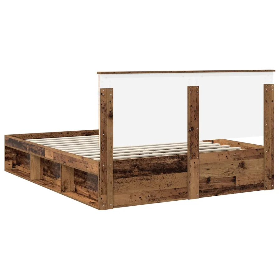 Cadre de lit Bois ancien 160 x 200 cm Bois de pin massif - 9