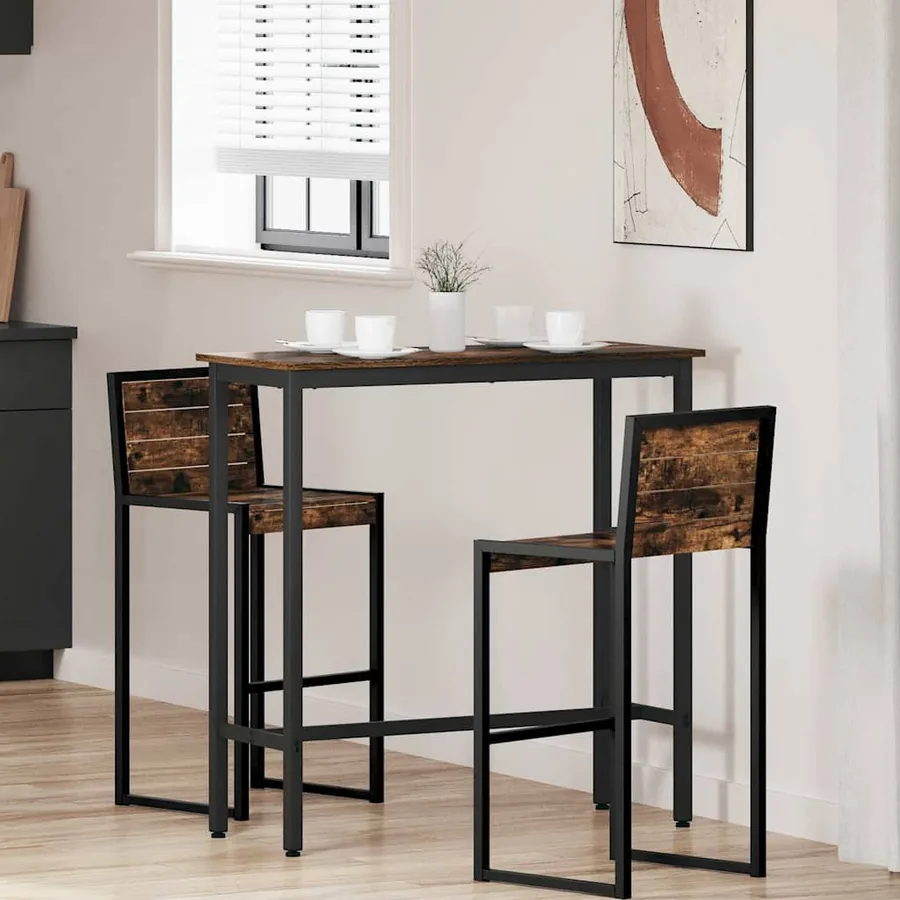 table Chêne fumé 100 x 40 x 100,5 cm Bois d'ingénierie et acier