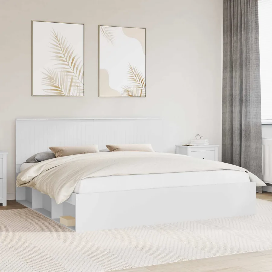 Cadre de lit Blanc 200 x 200 cm Bois de pin massif