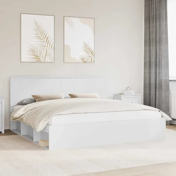 Cadre de lit Blanc 200 x 200 cm Bois de pin massif