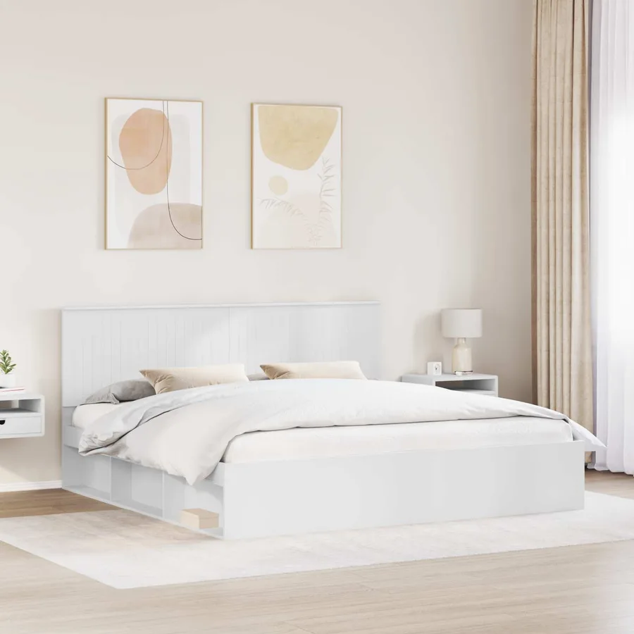 Cadre de lit Blanc 200 x 200 cm Bois de pin massif - 3