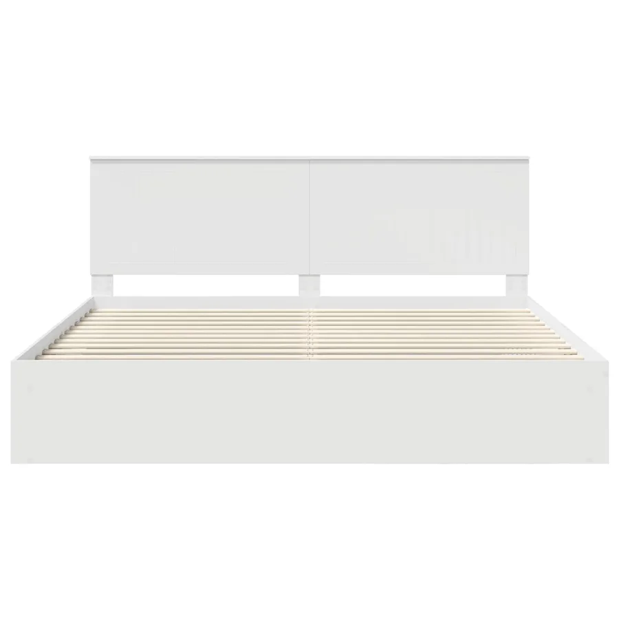 Cadre de lit Blanc 200 x 200 cm Bois de pin massif - 7