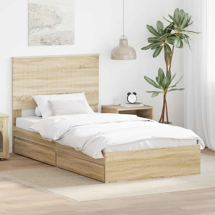 Lit de Rangement Chêne Sonoma 100 x 200 cm Bois d'ingénierie