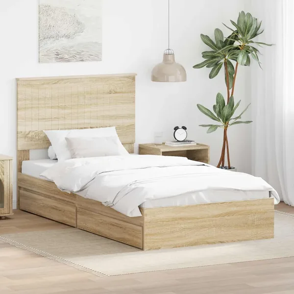 Lit de Rangement Chêne Sonoma 100 x 200 cm Bois d'ingénierie