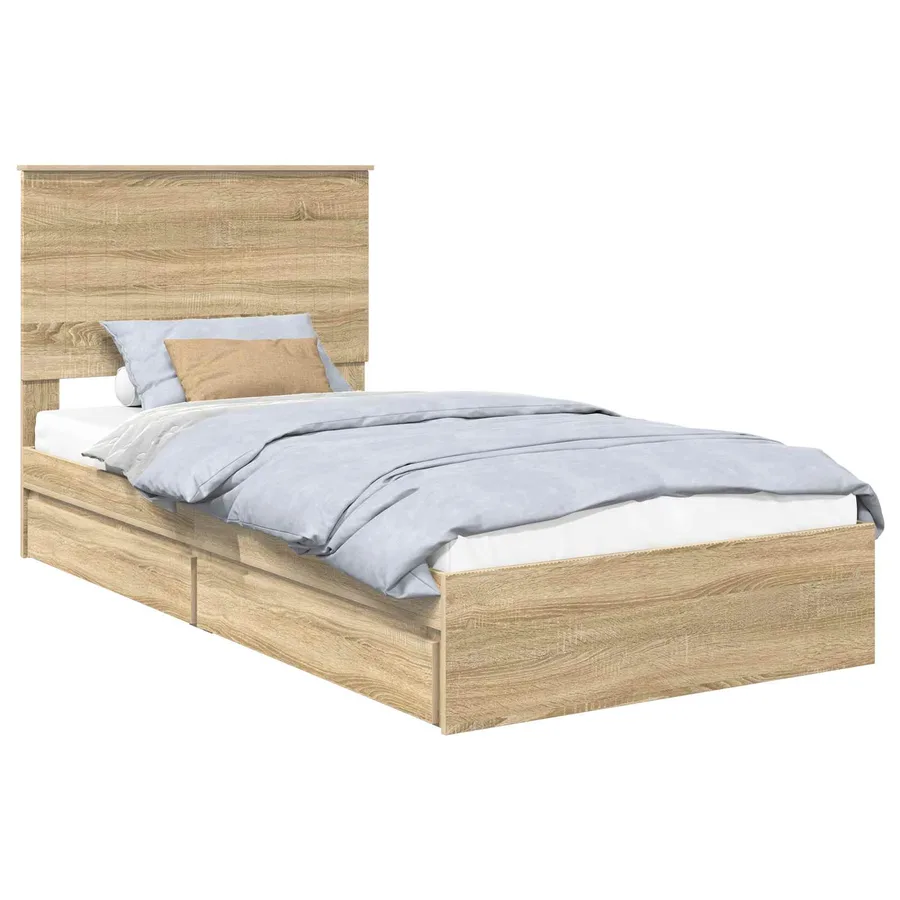 Lit de Rangement Chêne Sonoma 100 x 200 cm Bois d'ingénierie - 2