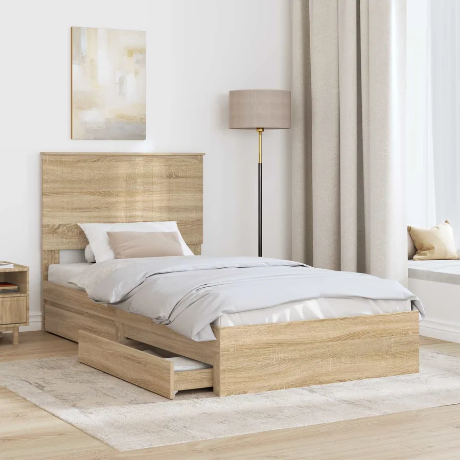 Lit de Rangement Chêne Sonoma 100 x 200 cm Bois d'ingénierie - 3