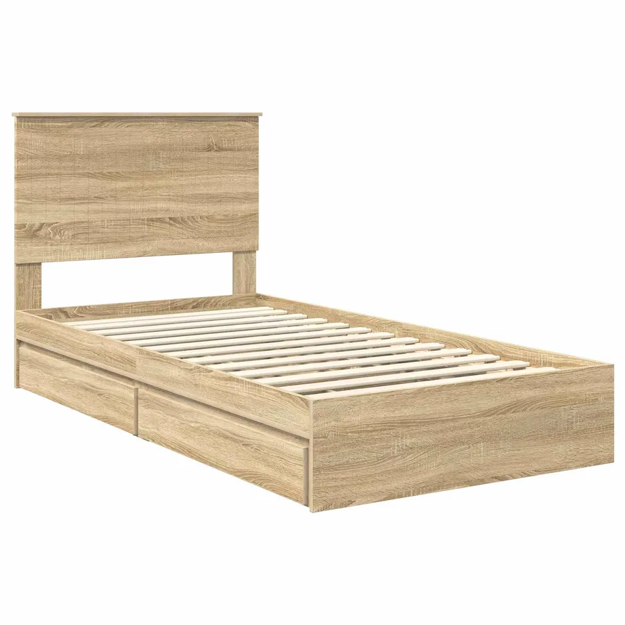 Lit de Rangement Chêne Sonoma 100 x 200 cm Bois d'ingénierie - 4