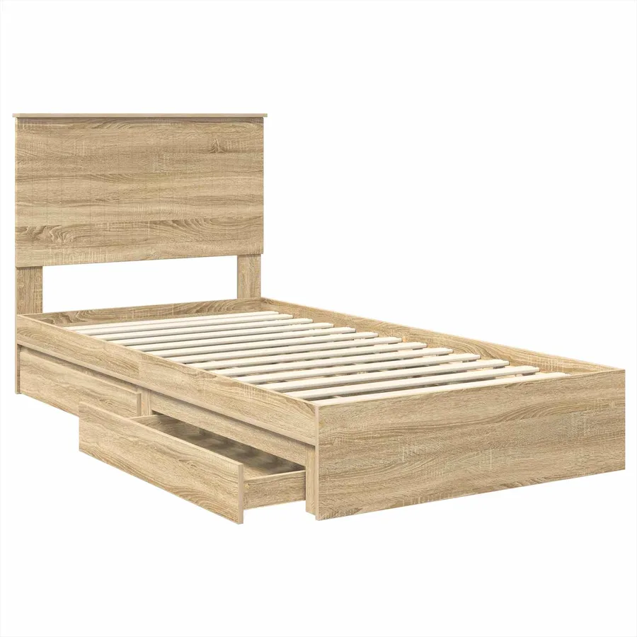 Lit de Rangement Chêne Sonoma 100 x 200 cm Bois d'ingénierie - 5