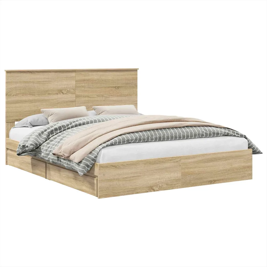 Lit de Rangement Chêne Sonoma 160 x 200 cm Bois d'ingénierie - 2