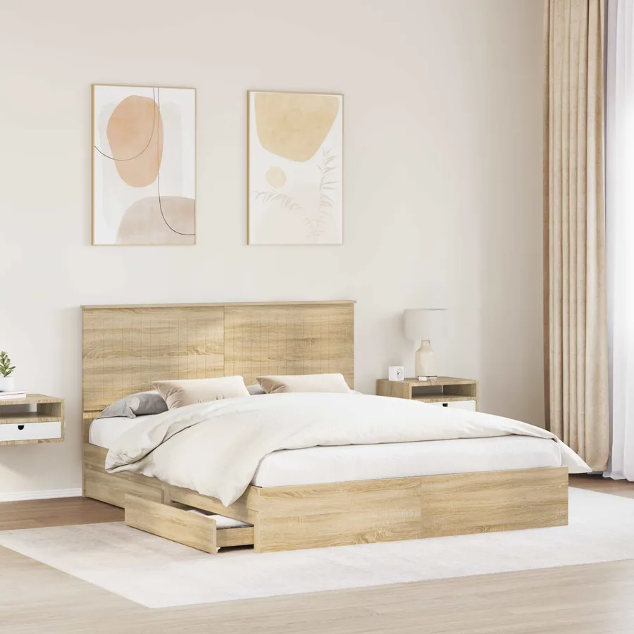 Lit de Rangement Chêne Sonoma 160 x 200 cm Bois d'ingénierie - 3