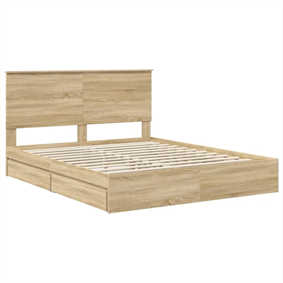 Lit de Rangement Chêne Sonoma 160 x 200 cm Bois d'ingénierie - 4
