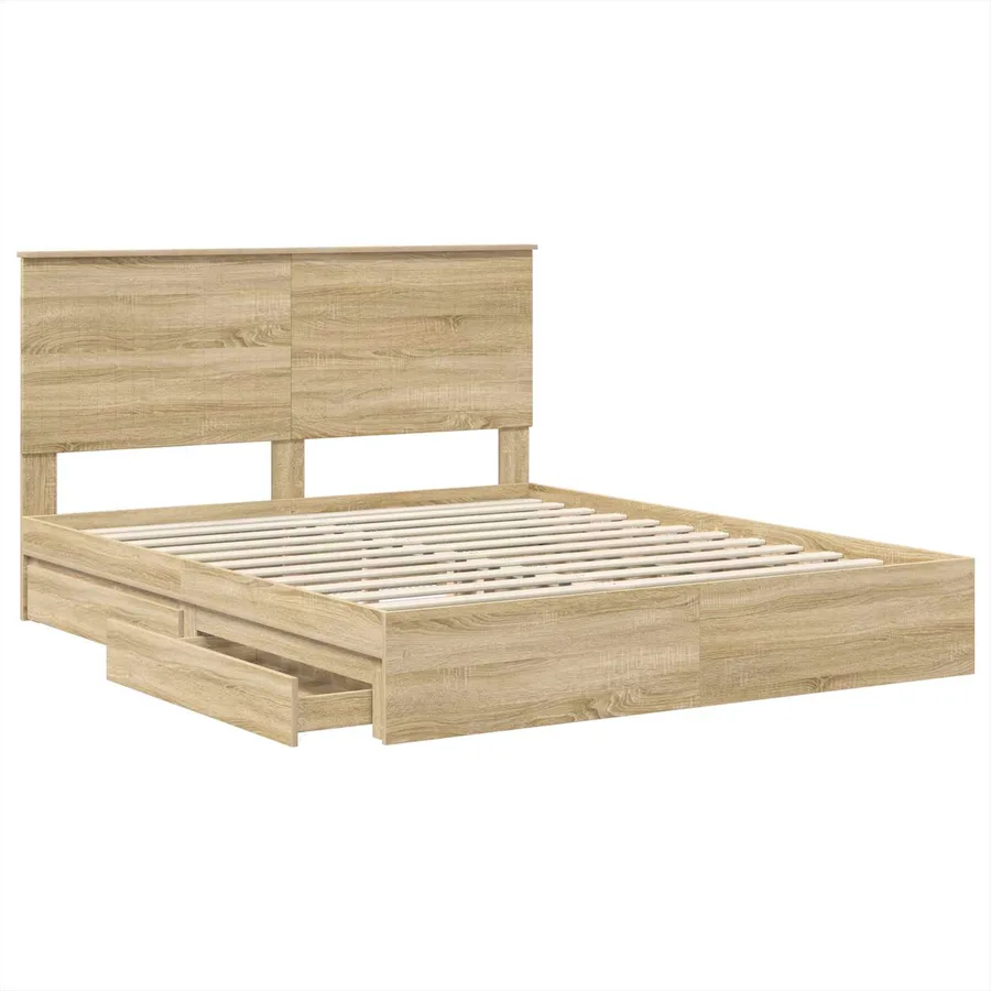 Lit de Rangement Chêne Sonoma 160 x 200 cm Bois d'ingénierie - 5