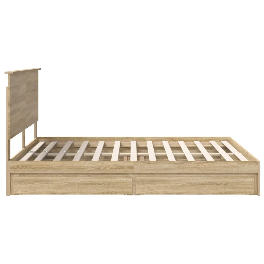 Lit de Rangement Chêne Sonoma 160 x 200 cm Bois d'ingénierie - 9