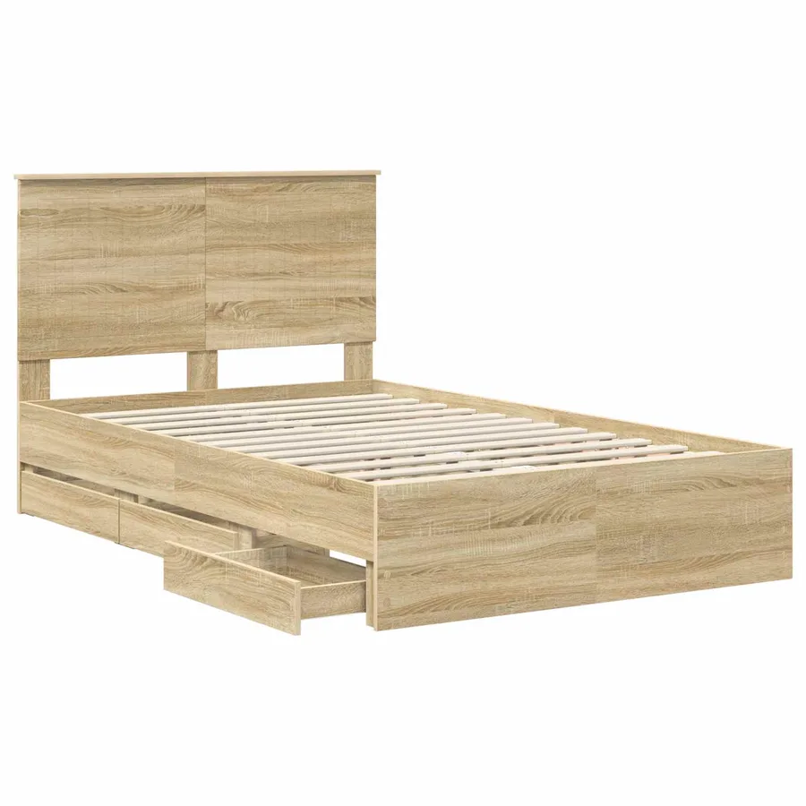Cadre de lit Chêne Sonoma 120 x 190 cm Bois Ingénierie - 5