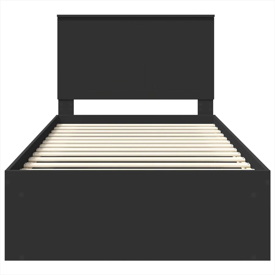 Cadre de lit Noir 100 x 200 cm Bois de pin massif - 7