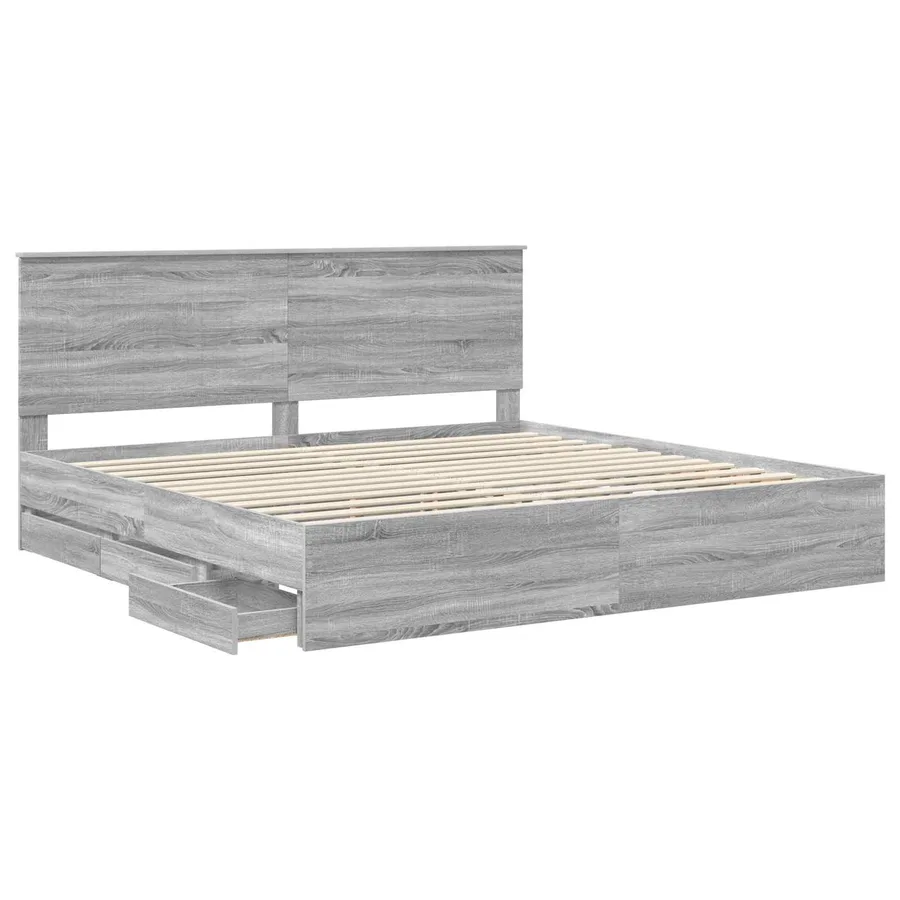 Cadre de lit Gris Sonoma 200 x 200 cm Bois Ingénierie - 4