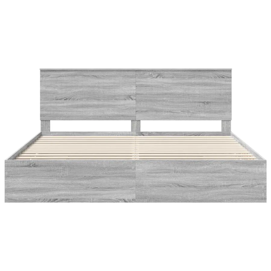 Cadre de lit Gris Sonoma 200 x 200 cm Bois Ingénierie - 7