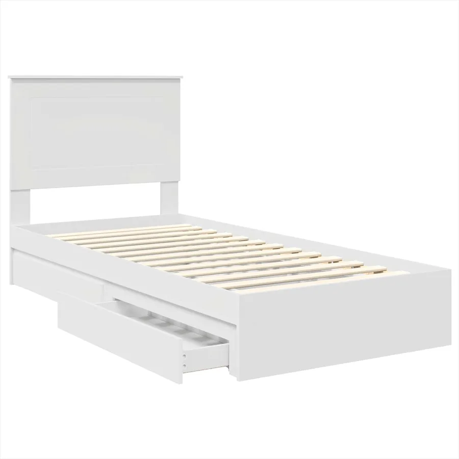 Lit de Rangement Blanc 75 x 190 cm Bois d'ingénierie - 5