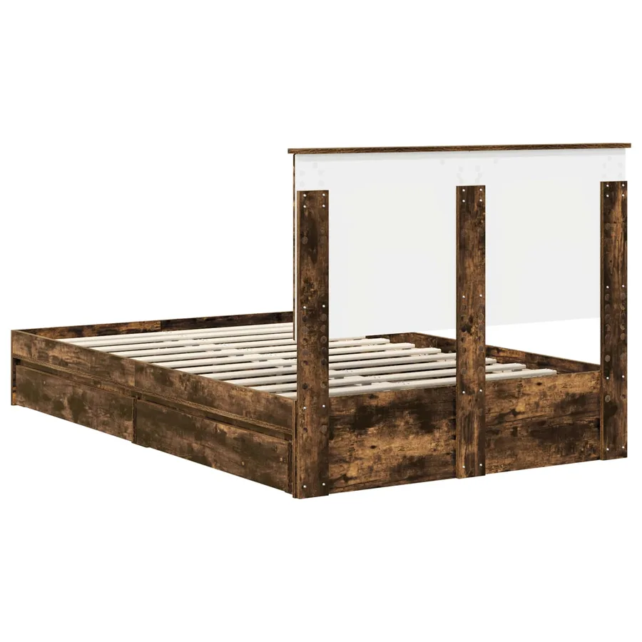 Lit de Rangement Chêne fumé 120 x 190 cm Bois d'ingénierie - 10
